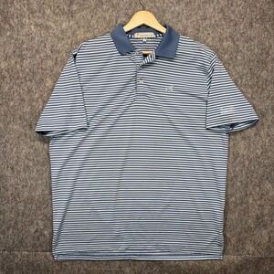 Peach State Pride Golf Polo Shirt Men's Large Striped Performance Blue Stretch